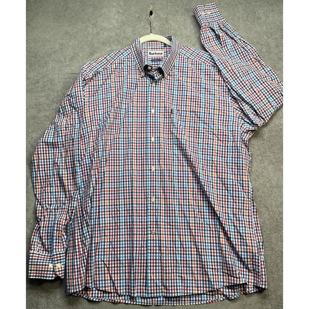 Barbour tailored‎ fit check shirt multicolor long sleeve classic mens button XL